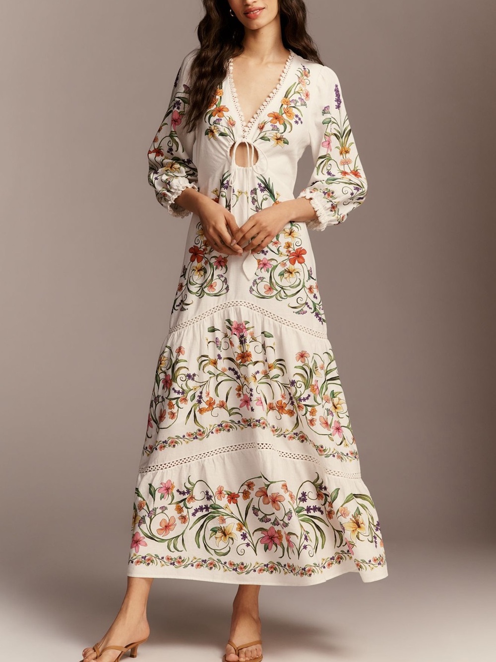 Farm Rio x Anthropologie Long-Sleeve Cutout
Maxi Dress